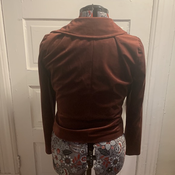 Burgundy velvet motorcycle jacket - Picture 2 of 4